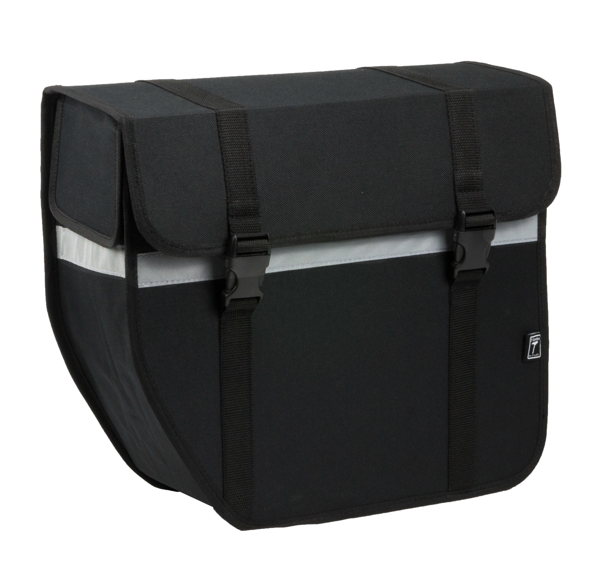 Enkele fietstas/ Shopper  Afgeschuind 17L Zwart - Links afbeelding