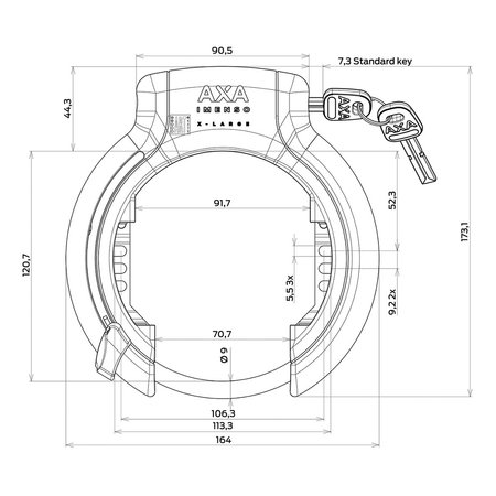 AXA Ringslot Imenso X-Large 92mm Zwart ART-2 keurmerk -  met plug-in optie