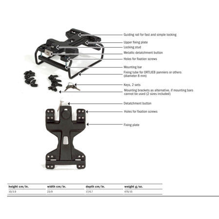 Ortlieb Adapter voor Travel-Biker en Trunk-Bag