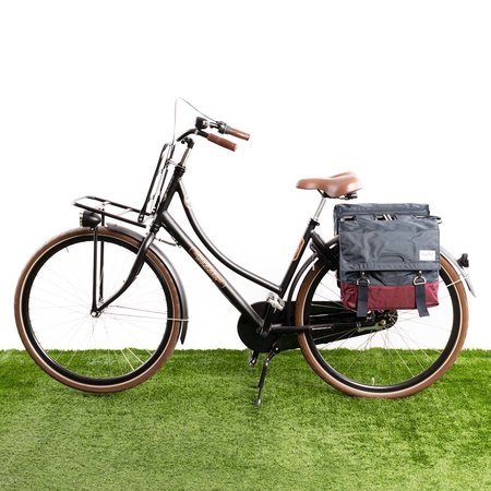 Urban Proof Dubbele fietstas 40L Recycled - Bordeauxrood/Grijs