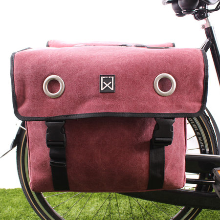 Willex Dubbele fietstas Canvas Tas 46L Paarsrood