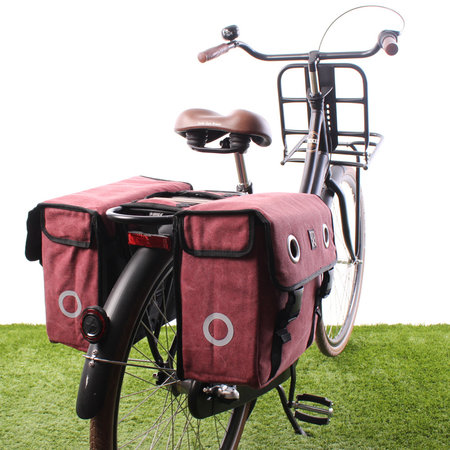 Willex Dubbele fietstas Canvas Tas 30L Paarsrood