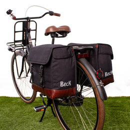 Beck Dubbele fietstas Natural 38L Zwart