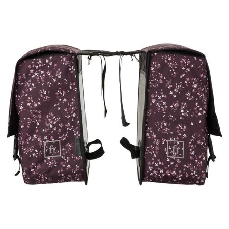 FastRider Dubbele fietstas Nara Mini Flower Aubergine 33L