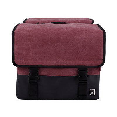Willex Dubbele Canvas Tas Plus Paarsrood/Matzwart 48L