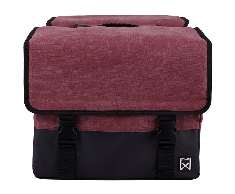 Dubbele Canvas Tas Plus Paarsrood/Matzwart 48L