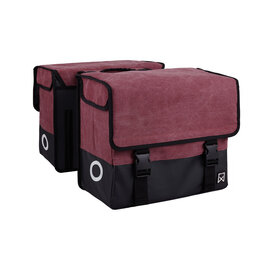 Willex Dubbele Canvas Tas Plus Paarsrood/Matzwart 30L