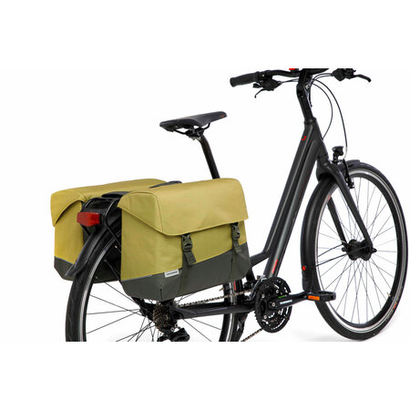 New Looxs Dubbele fietstas  Oslo Joli Double 37L Olijfgroen/geel