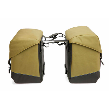 New Looxs Dubbele fietstas  Oslo Joli Double 37L Olijfgroen/geel