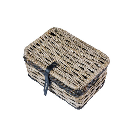 Basil Fietsmand Dijon met Deksel Grijs/Zwart - Maat S