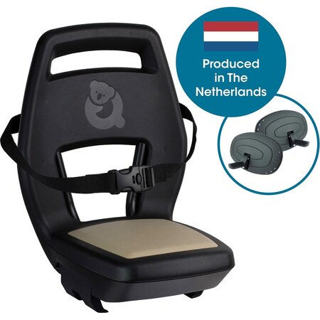 Qibbel 6+ Junior Seat compleet - Zwart/Khaki - Met voetsteunen