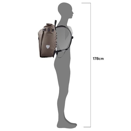 Ortlieb Enkele Fietstas en Rugtas Vario QL 2.1 Dark Sand - 20L