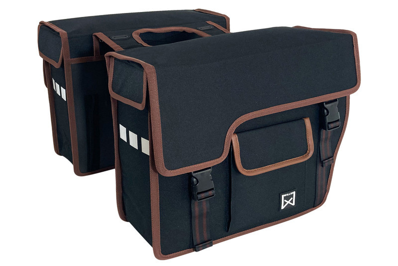 Dubbele fietstas Shopper Afgeschuind 33L Zwart/Bruin