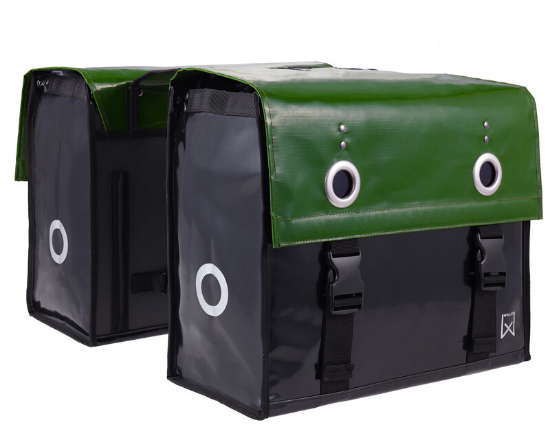 Dubbele fietstas Bisonyl 52L Groen/Zwart