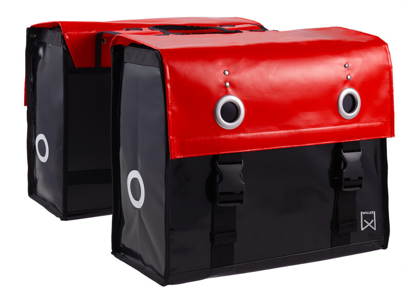 Dubbele fietstas Bisonyl 52L Rood/Zwart