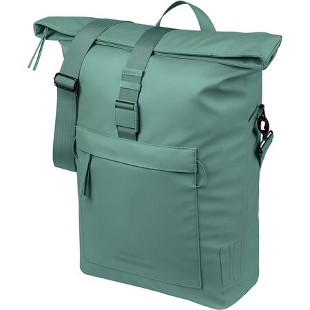 Basil Enkele fietstas Brooklyn MIK Hooks 17L Zilvergroen