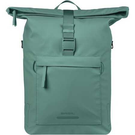 Basil Enkele fietstas Brooklyn MIK Hooks 17L Zilvergroen