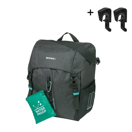 Basil Enkele fietstas Discovery 365D L MIK Hooks 20L Zwart Melee
