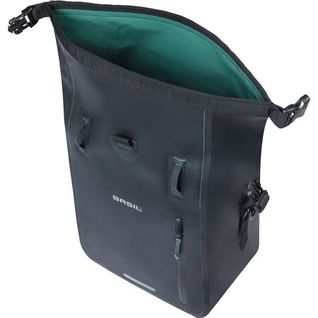Basil Enkele Fietstas Rivo Tarpaulin M MIK Hooks 12-15L Zwart - Waterdicht