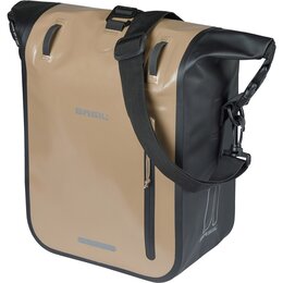 Basil Enkele Fietstas Rivo Tarpaulin M MIK Hooks 12-15L Zand/Zwart