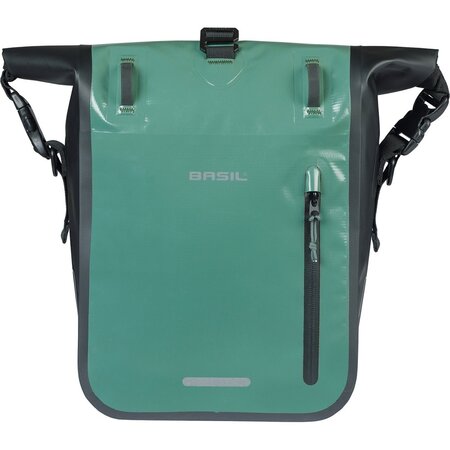 Basil Enkele Fietstas Rivo Tarpaulin M MIK Hooks 12-15L Zilvergroen/Zwart - Waterdicht