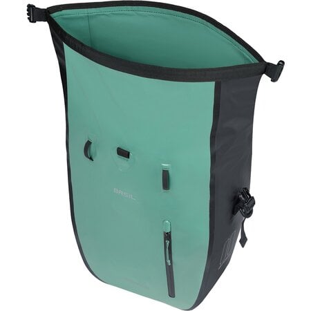 Basil Enkele Fietstas Rivo Tarpaulin L MIK Hooks 25-31L Zilvergroen/Zwart - Waterdicht