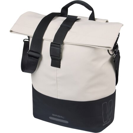 Basil Enkele fietstas Cove Shopper MIK Hooks 16L Wit/Zwart