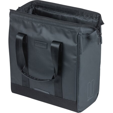 Basil Grand Tarpaulin Fietsshopper MIK Hooks 23L Zwart