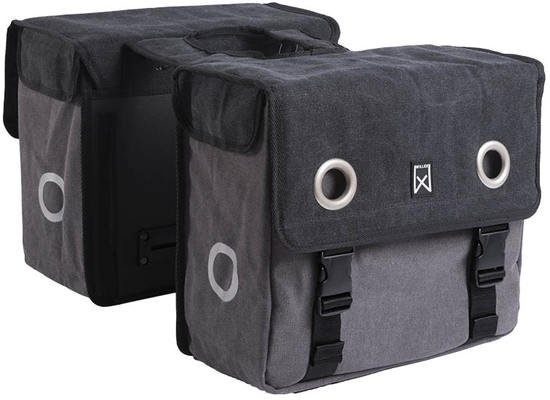 Dubbele fietstas Canvas Tas 30L Zwart/grijs