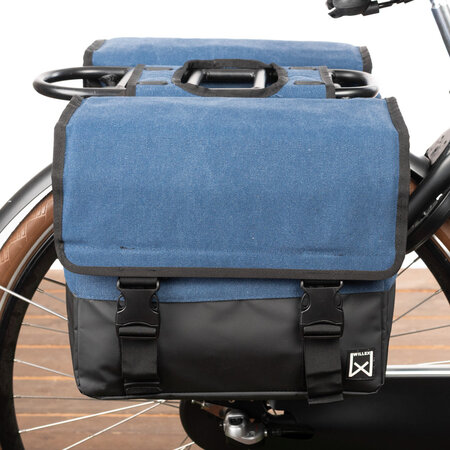 Willex Dubbele fietstas Canvas Tas Plus 30L Blauw/Matzwart
