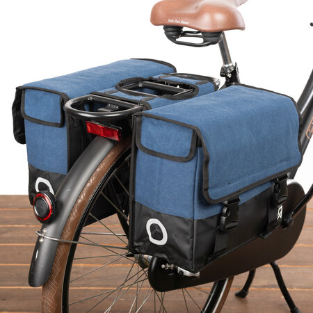 Willex Dubbele fietstas Canvas Tas Plus 30L Blauw/Matzwart