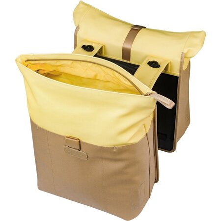 Basil Dubbele Fietstas Vive MIK 2.0 28-35L Zand/Geel