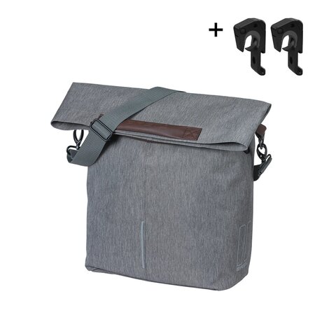 Basil Enkele fietstas City Shopper MIK Hooks 16L Grey Melee