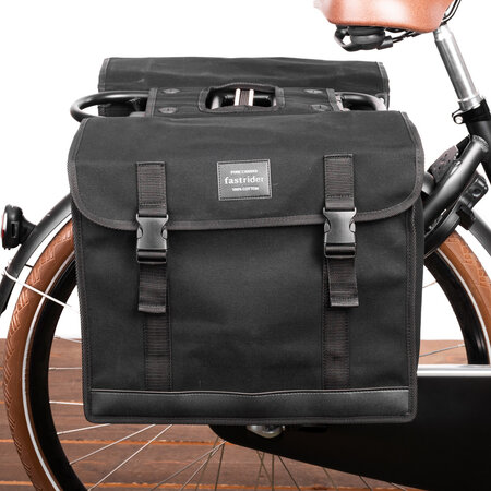 FastRider Dubbele fietstas Canvas 36 47L Zwart