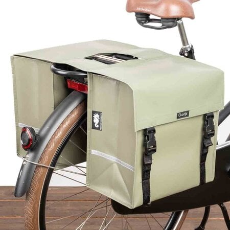 Clarijs Dubbele fietstas 40L Mat Olive - Zonder anti-diefstalring