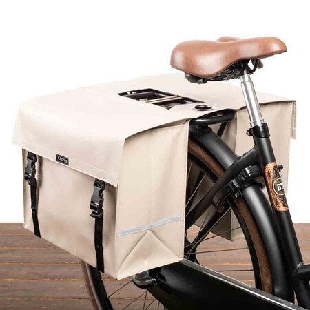 Clarijs Dubbele fietstas XL 46L Mat Zand - Met anti-diefstalring