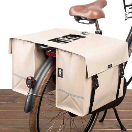 Clarijs Dubbele fietstas XL 46L Mat Zand - Met anti-diefstalring