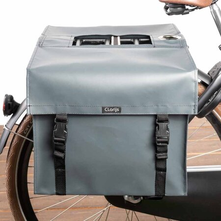 Clarijs Dubbele fietstas XL 46L Mat Grijs - Met anti-diefstalring