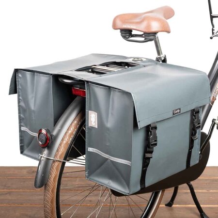 Clarijs Dubbele fietstas XL 46L Mat Grijs - Met anti-diefstalring