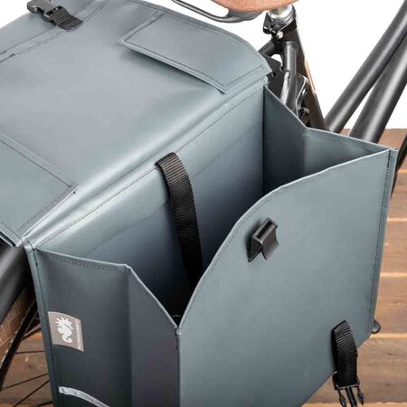 Clarijs Dubbele fietstas XL 46L Mat Grijs - Met anti-diefstalring