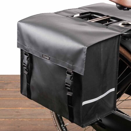 Clarijs Dubbele fietstas XL 46L Matzwart - Met anti-diefstalring