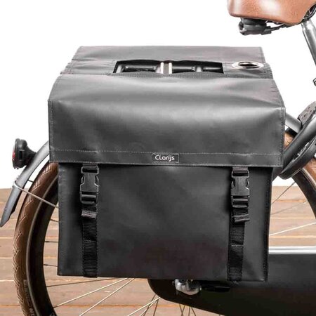 Clarijs Dubbele fietstas XL 46L Matzwart - Met anti-diefstalring