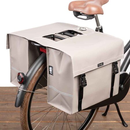 Clarijs Dubbele fietstas XL 46L Mat Taupe - Met anti-diefstalring