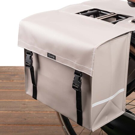 Clarijs Dubbele fietstas XL 46L Mat Taupe - Met anti-diefstalring