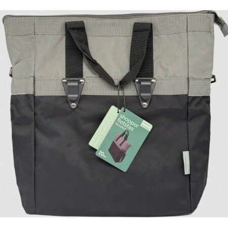 Shopper Fietstas 20L Recycled - Zwart/Grijs