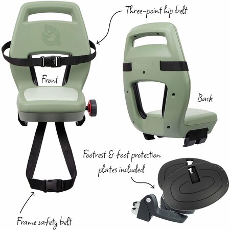 Qibbel 6+ Junior Seat compleet Sage Green - Met voetsteunen