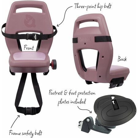 Qibbel 6+ Junior Seat compleet Plum Rose - Met voetsteunen