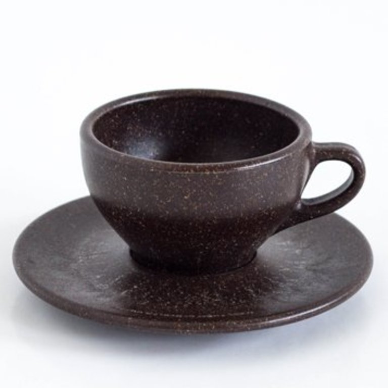 4 x Cappuccino cups with saucers made from coffee grounds - Kaffeeform