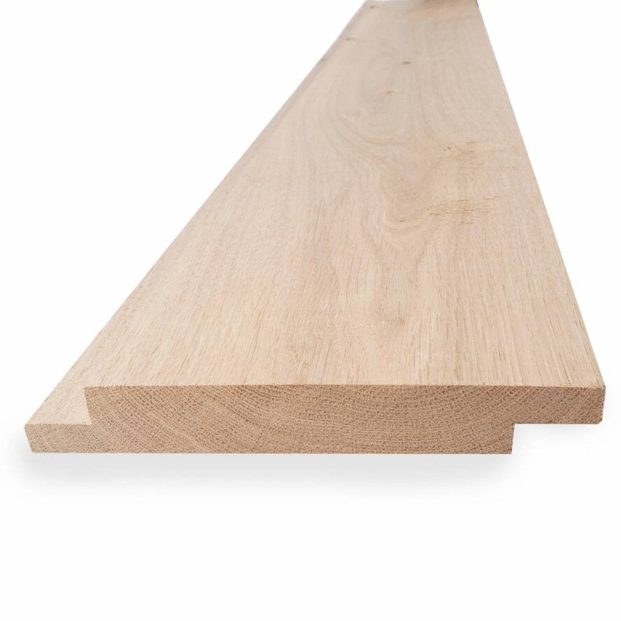 Eiken sponningplank - 18x130 mm - geschaafd - shiplap - eikenhout AD 20-25% Eiken sponningplank - 18x130 mm - geschaafd - shiplap - eikenhout AD 20-25%
