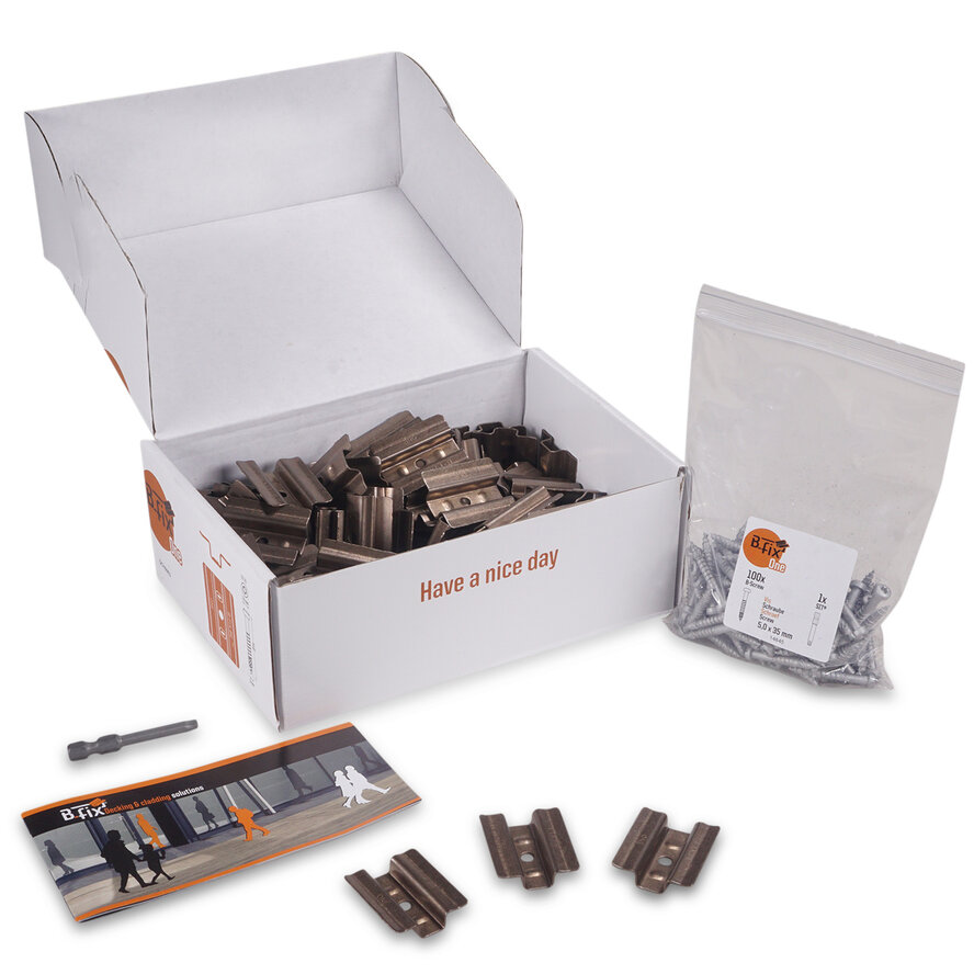 B-fix - BFIX ONE - montageclips RVS - Inox - blinde bevestiging - 100 stuks B-fix - BFIX ONE - montageclips RVS - Inox - blinde bevestiging - 100 stuks